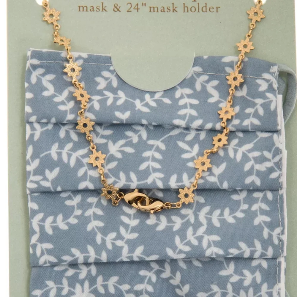 LONNA & LILLY Blue Vine Print Mask with Lanyard Set